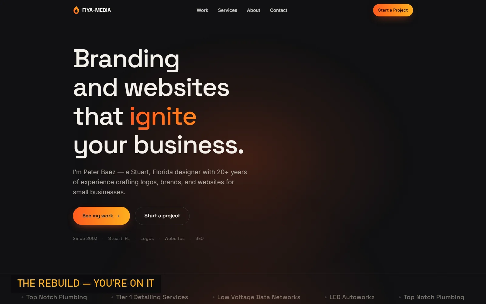 The new fiya-media.com homepage after the rebuild
