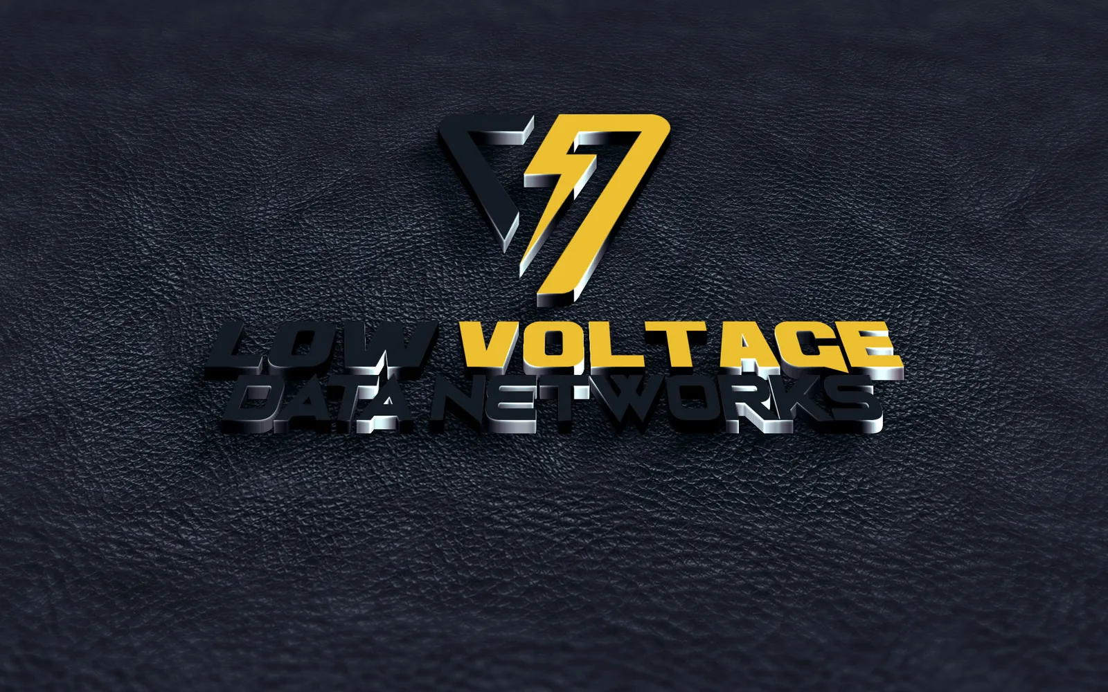 The Low Voltage Data Networks logo I designed, rendered in gold 3D