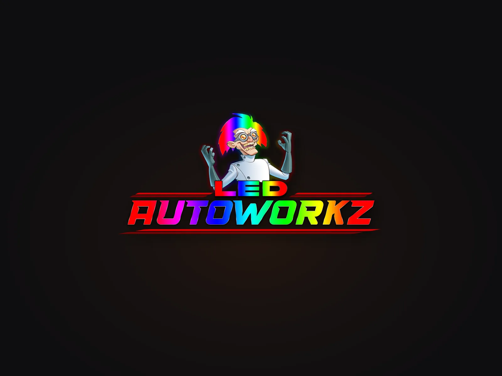 The LED Autoworkz logo, red line-art version